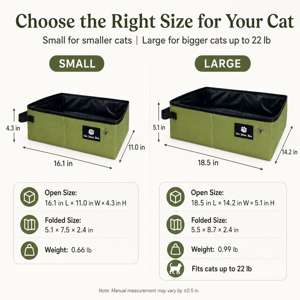 Portable Foldable Cat Litter Box for Road Trips, Hotels & RV Travel
