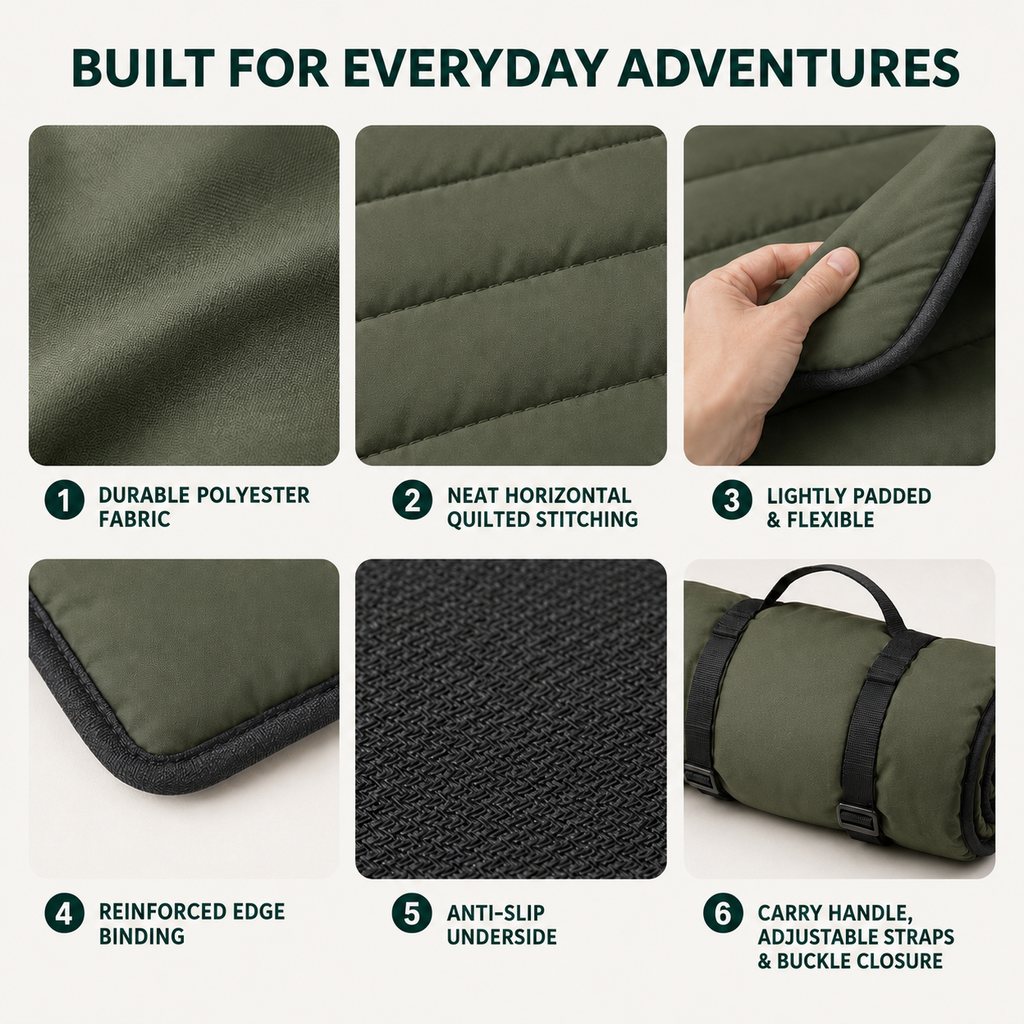 Portable Roll-Up Dog Travel Mat for Camping & Car Trips | Keeps Pets Off Damp, Dirty Ground