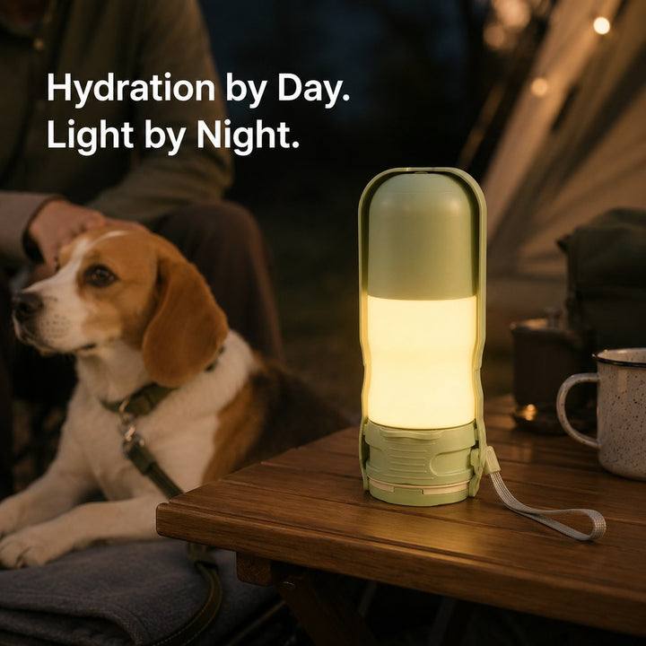 2-in-1 Portable Dog Water Bottle with LED Light