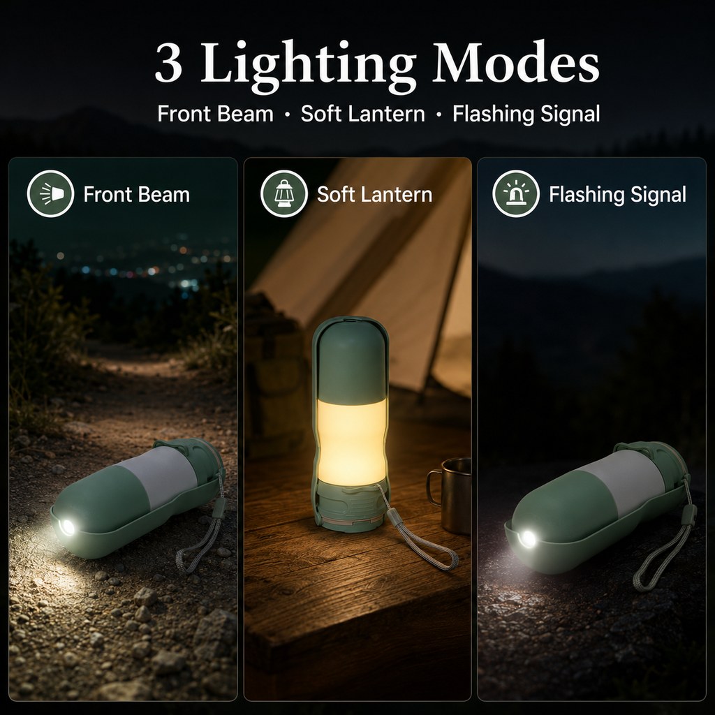 2-in-1 Portable Dog Water Bottle with LED Light