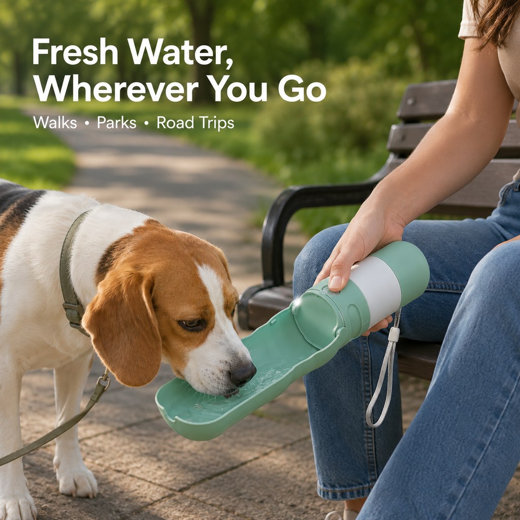 2-in-1 Portable Dog Water Bottle with LED Light