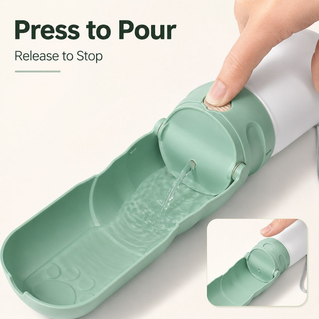 2-in-1 Portable Dog Water Bottle with LED Light