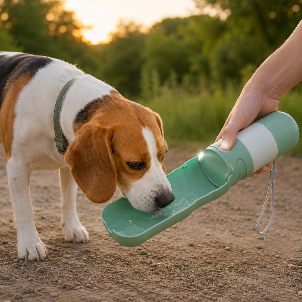 2-in-1 Portable Dog Water Bottle with LED Light