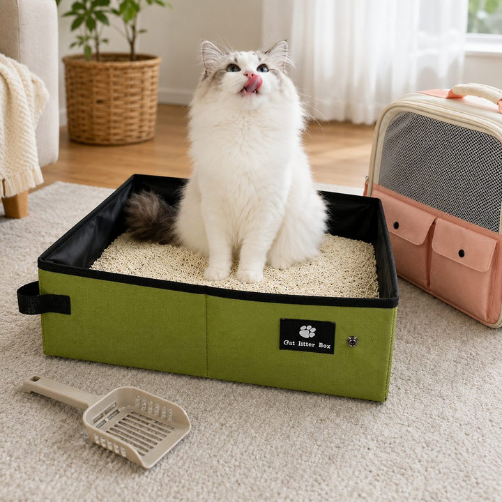 Portable Foldable Cat Litter Box for Road Trips, Hotels & RV Travel