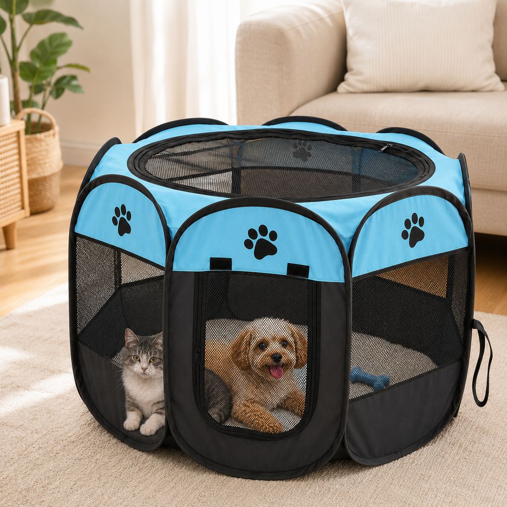 Portable Foldable Dog & Cat Playpen for Home, Travel & Camping