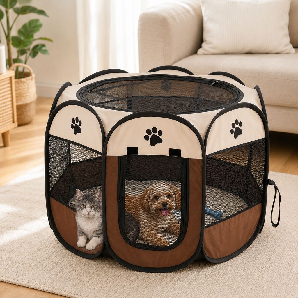 Portable Foldable Dog & Cat Playpen for Home, Travel & Camping