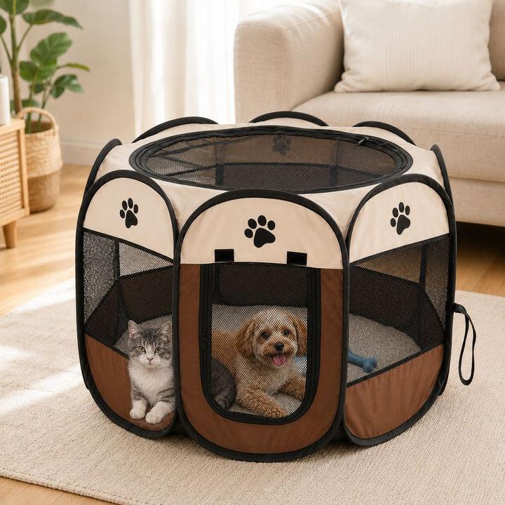 Portable Foldable Dog & Cat Playpen for Home, Travel & Camping