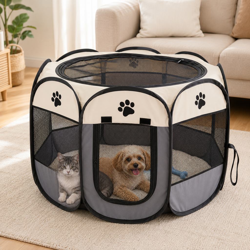 Portable Foldable Dog & Cat Playpen for Home, Travel & Camping