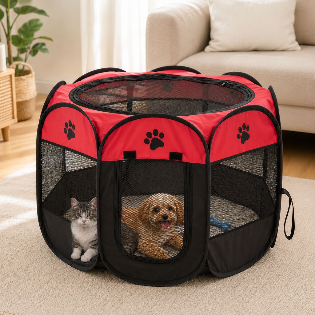 Portable Foldable Dog & Cat Playpen for Home, Travel & Camping
