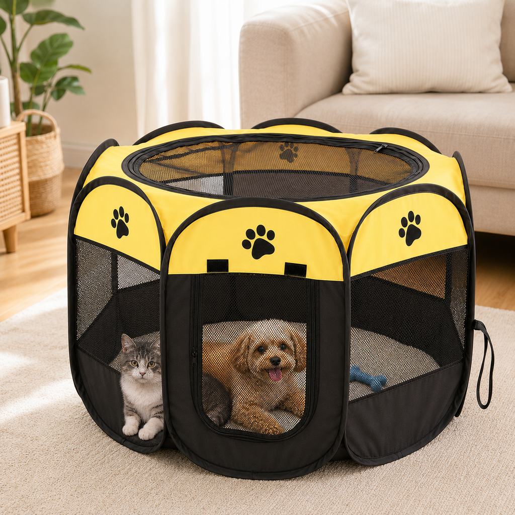 Portable Foldable Dog & Cat Playpen for Home, Travel & Camping