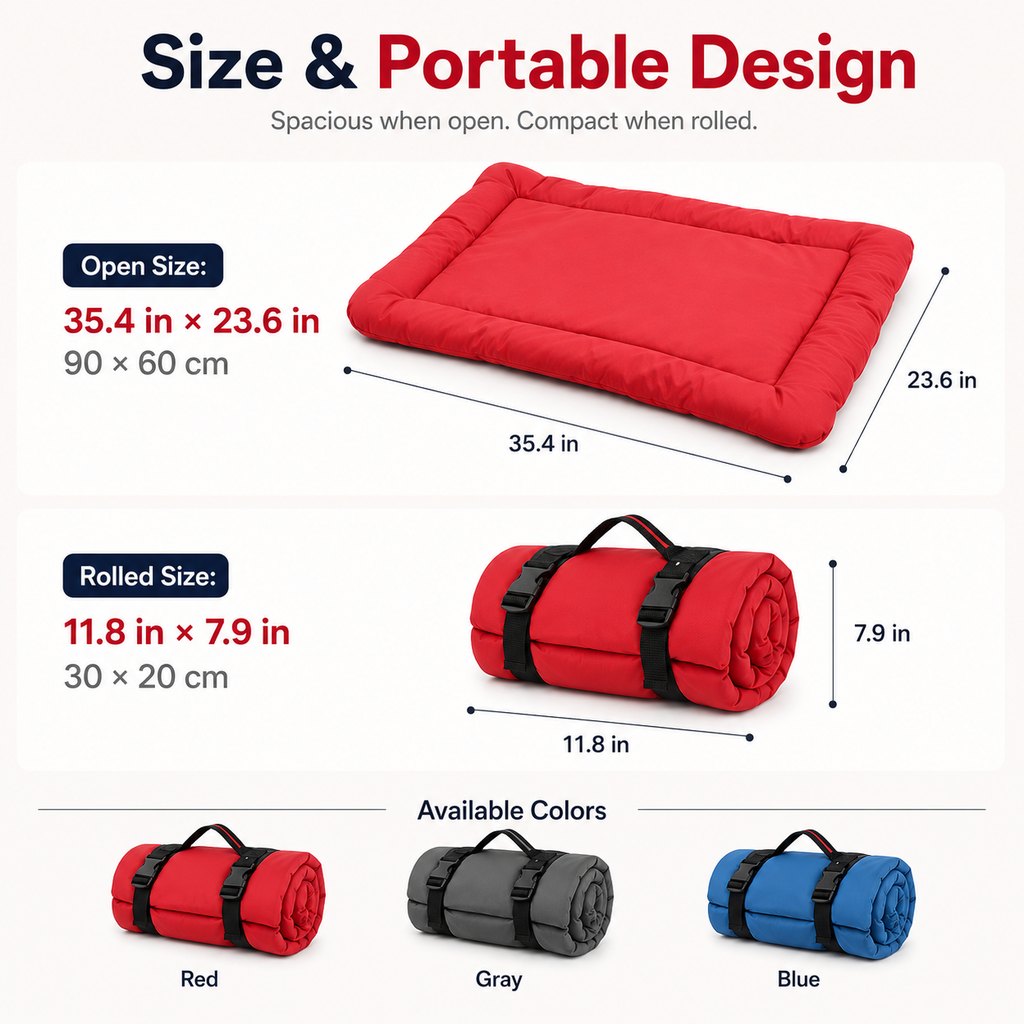 Portable Outdoor Dog Bed for Camping &Car Travel | Roll-Up Mat for Clean, Comfortable Rest