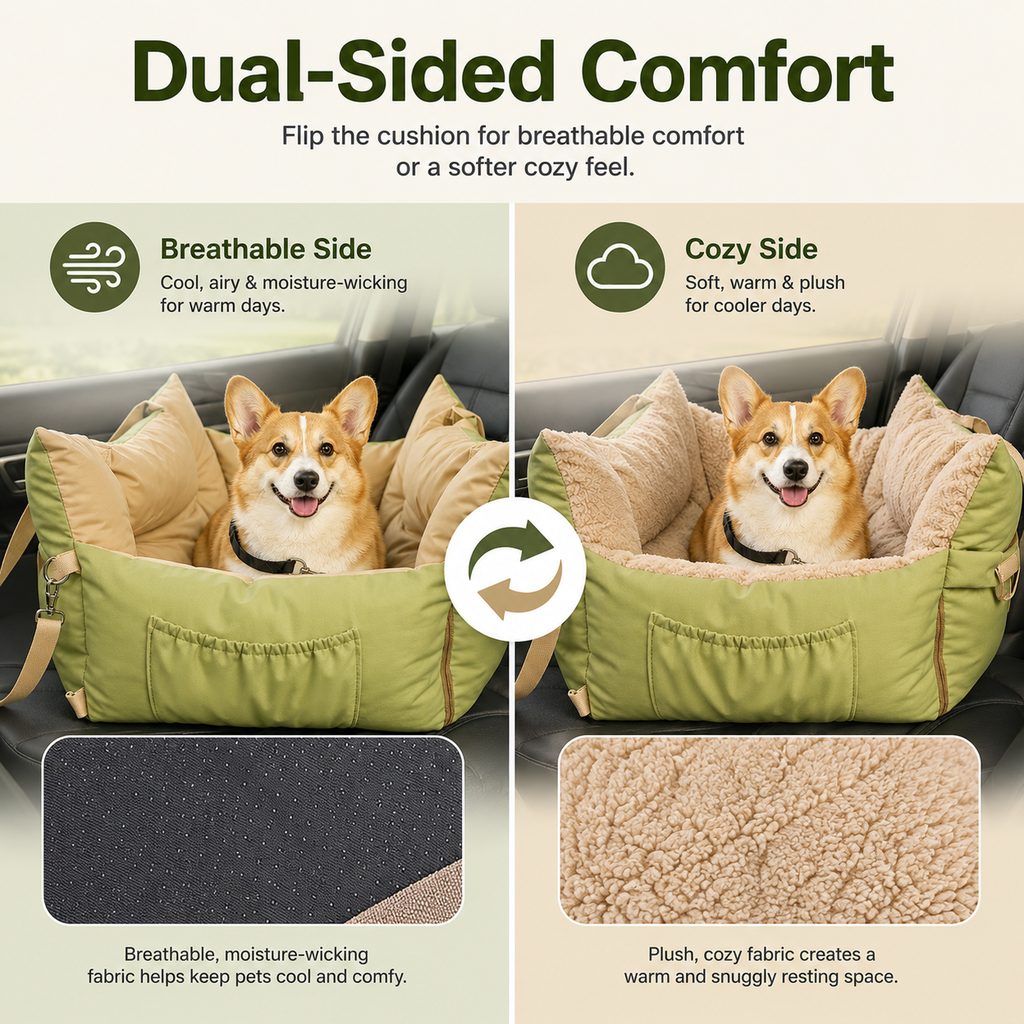 Portable Pet Car Bed for Road Trips, Camping & Home Lounging