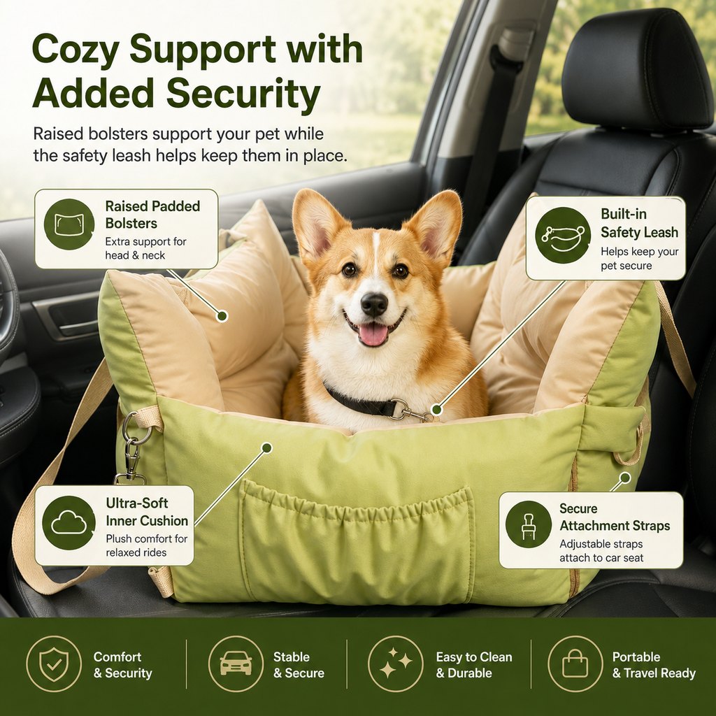 Portable Pet Car Bed for Road Trips, Camping & Home Lounging