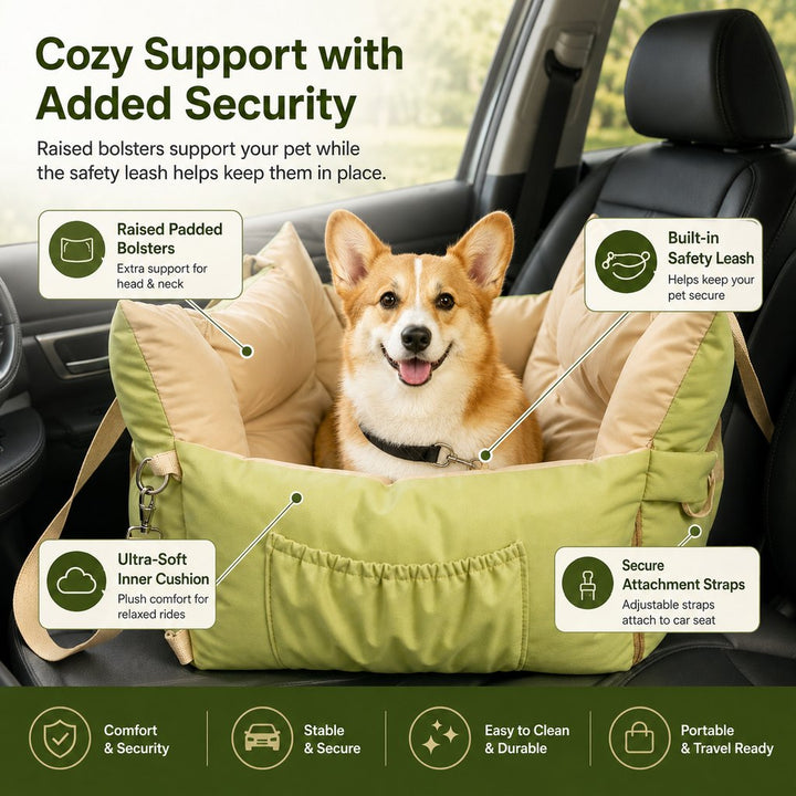 Portable Pet Car Bed for Road Trips, Camping & Home Lounging