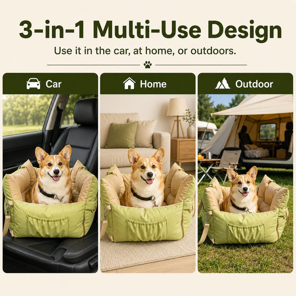 Portable Pet Car Bed for Road Trips, Camping & Home Lounging