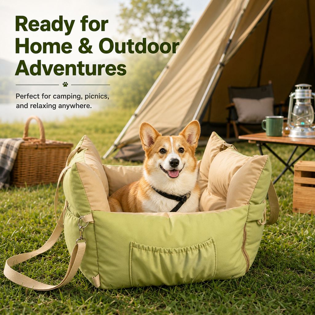 Portable Pet Car Bed for Road Trips, Camping & Home Lounging