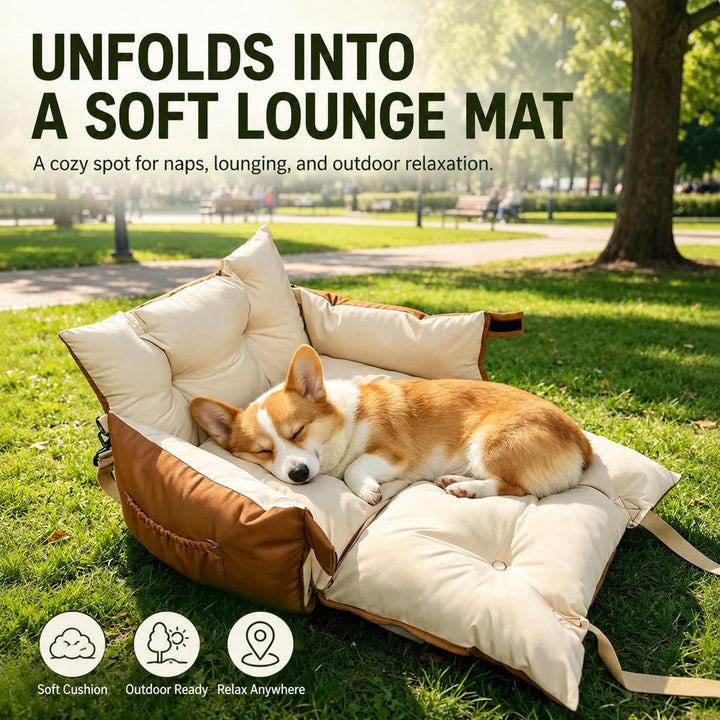 Portable Pet Car Bed for Road Trips, Camping & Home Lounging