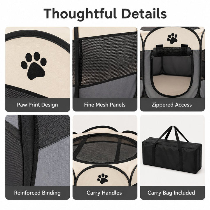 Portable Foldable Dog & Cat Playpen for Home, Travel & Camping