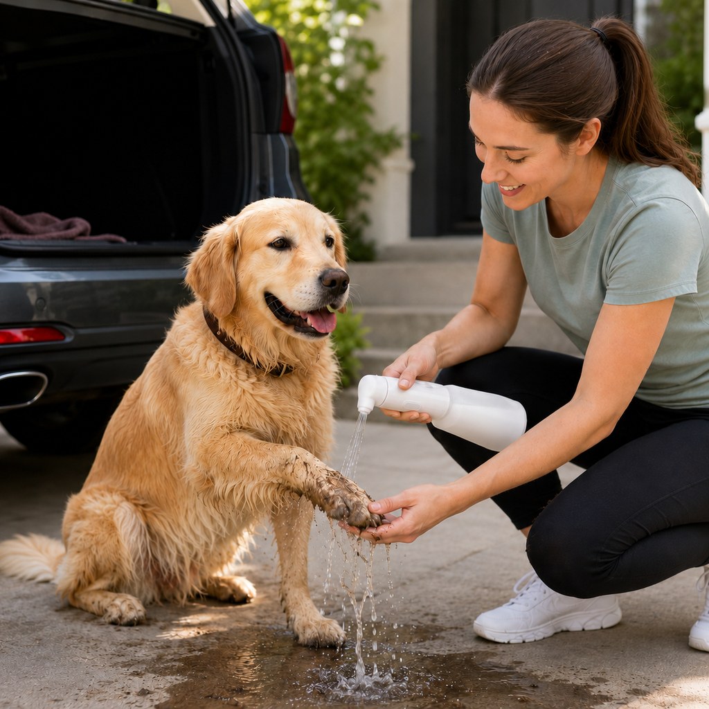 Portable Pet Rinser for Muddy Paws After Walks