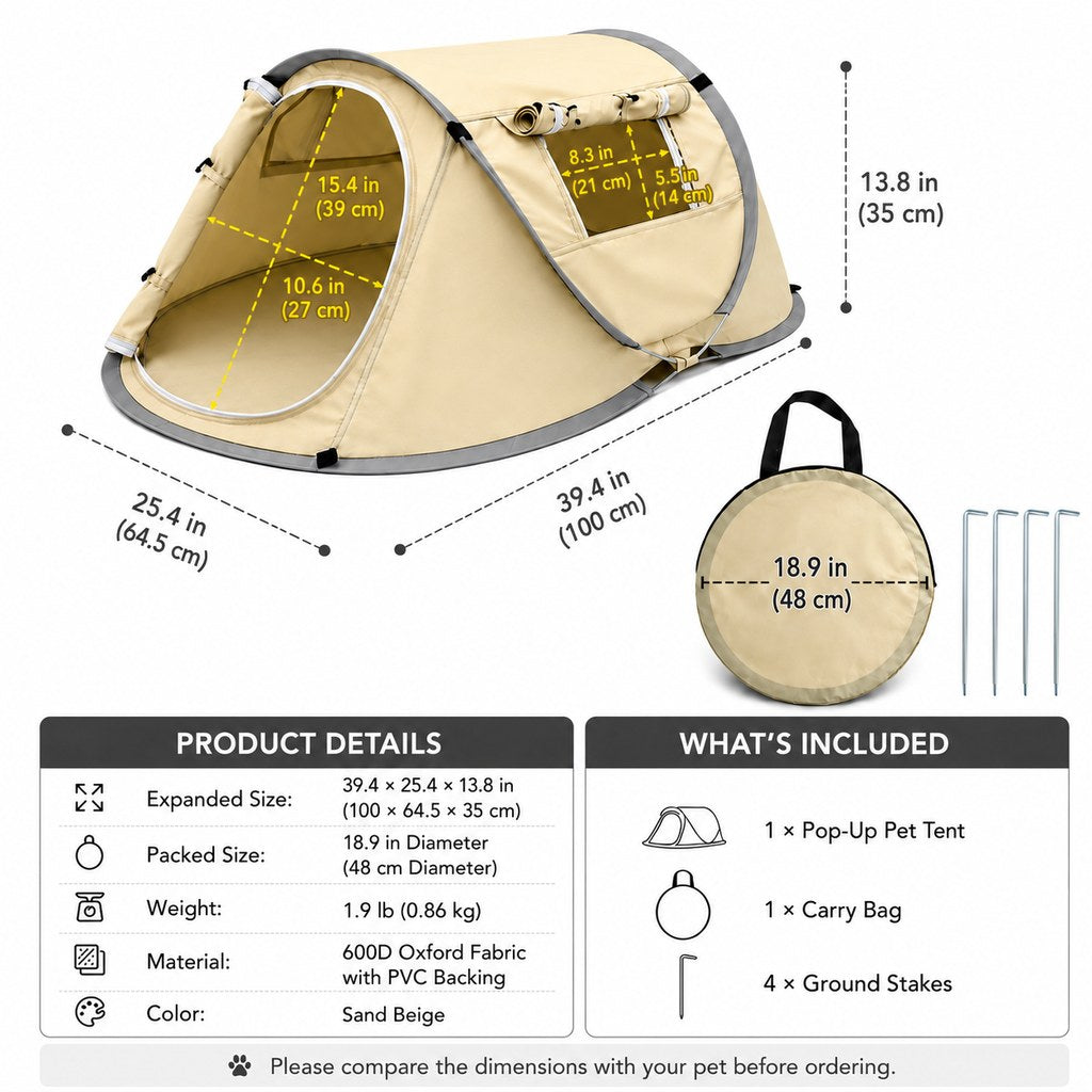 Portable Pop-Up Pet Tent for Home, Parks & Travel | A Familiar Rest Space for Cats & Small Dogs