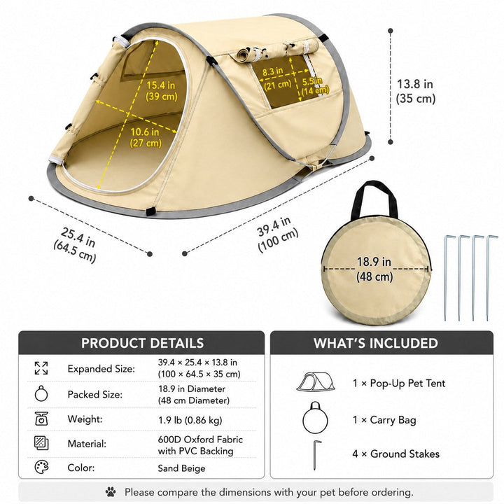 Portable Pop-Up Pet Tent for Home, Parks & Travel | A Familiar Rest Space for Cats & Small Dogs