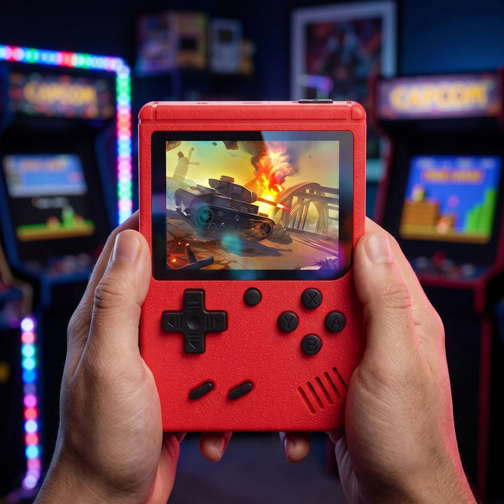 Portable Retro Gaming Console with 400+ Games, Rechargeable Battery & AV Cable