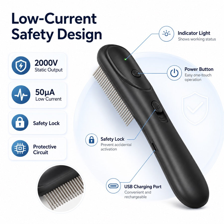 Electric Flea Comb for Dogs & Cats | At-Home Flea Check & Loose Hair Grooming Without Sprays