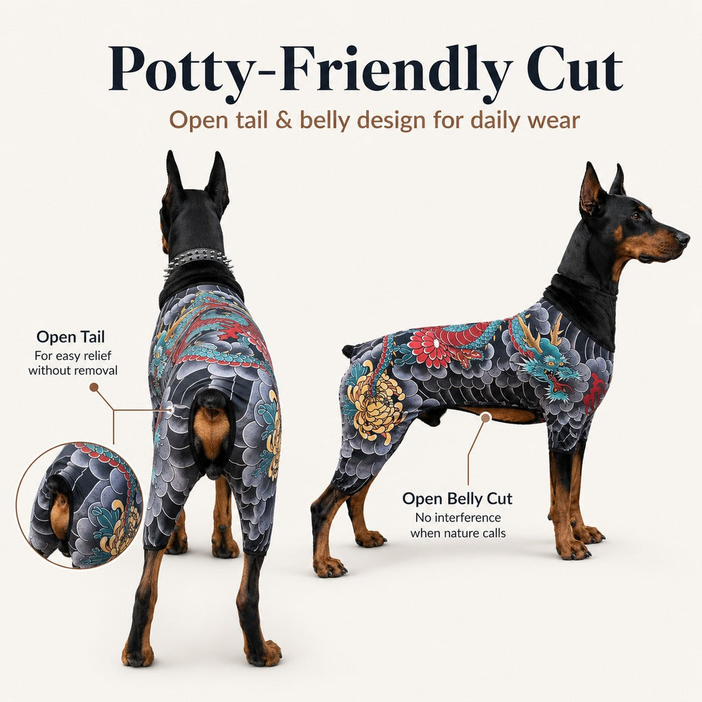 Tattoo Print Dog & Cat Bodysuit for Walks & Photos