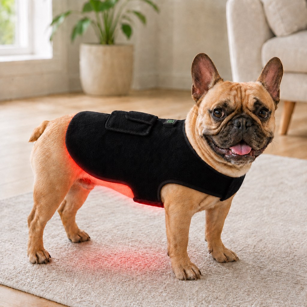 FrenchieGlow Red Light Comfort Vest for French Bulldogs