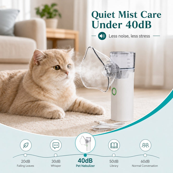 Portable Pet Nebulizer Care Kit for Cats & Dogs | Quiet Mist Device for Senior & Sensitive Pets