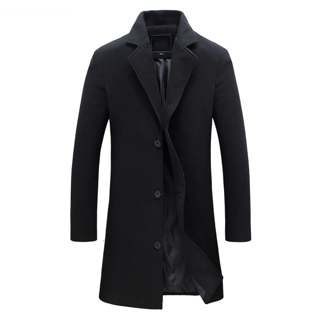 Men's Classic Long-Sleeve Formal Winter Coat