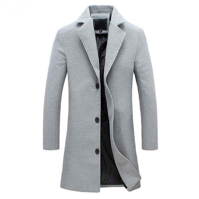 Men's Classic Long-Sleeve Formal Winter Coat