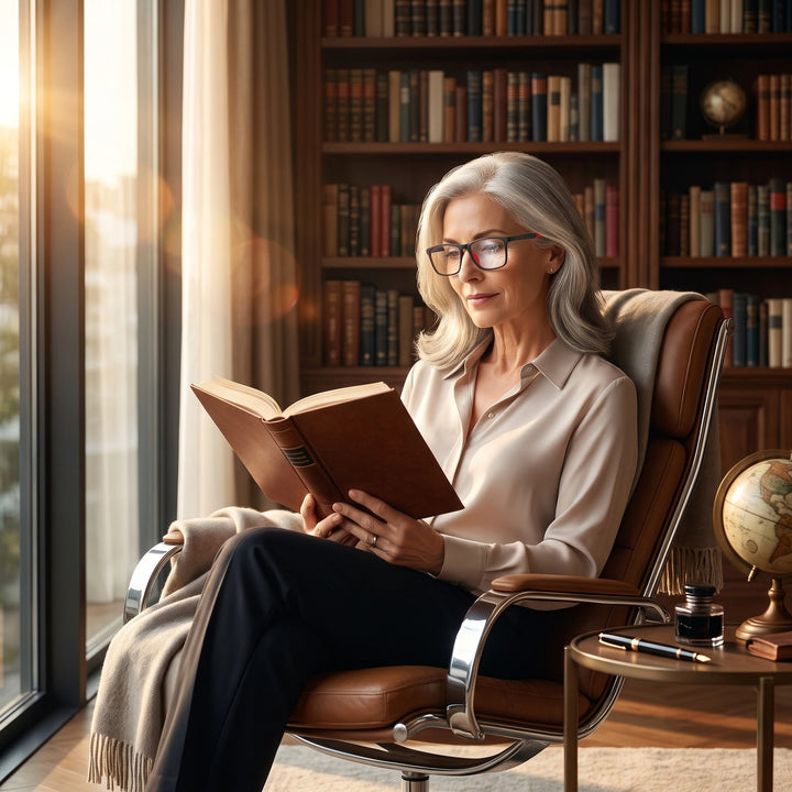 Progressive Reading Glasses with Blue Light Filter, Titanium Frame & TR90 Hinges