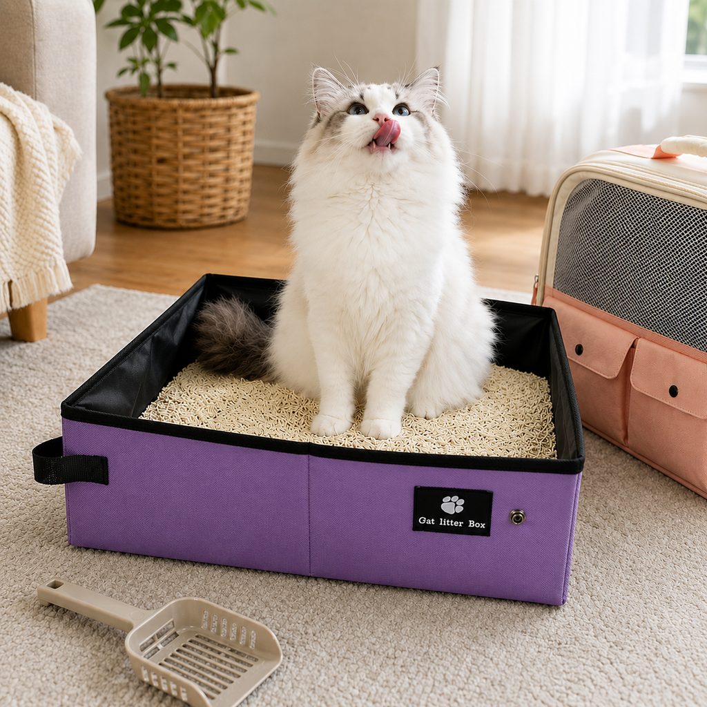 Portable Foldable Cat Litter Box for Road Trips, Hotels & RV Travel
