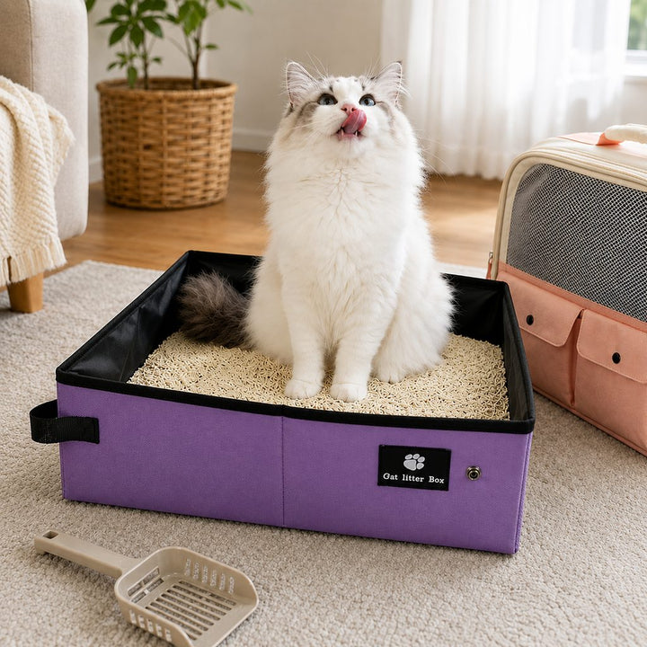 Portable Foldable Cat Litter Box for Road Trips, Hotels & RV Travel