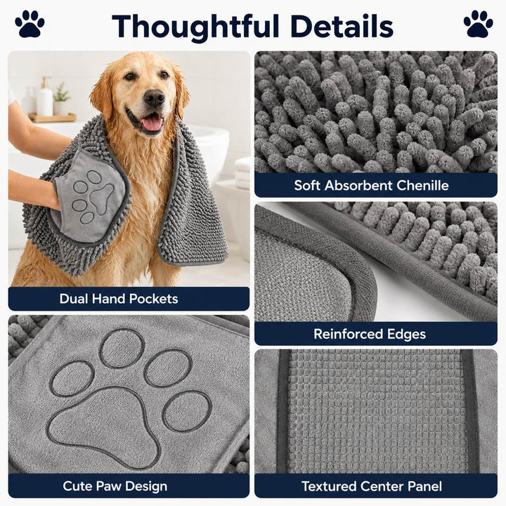 Quick-Drying Pet Towel for Bath Time & Rainy Walks