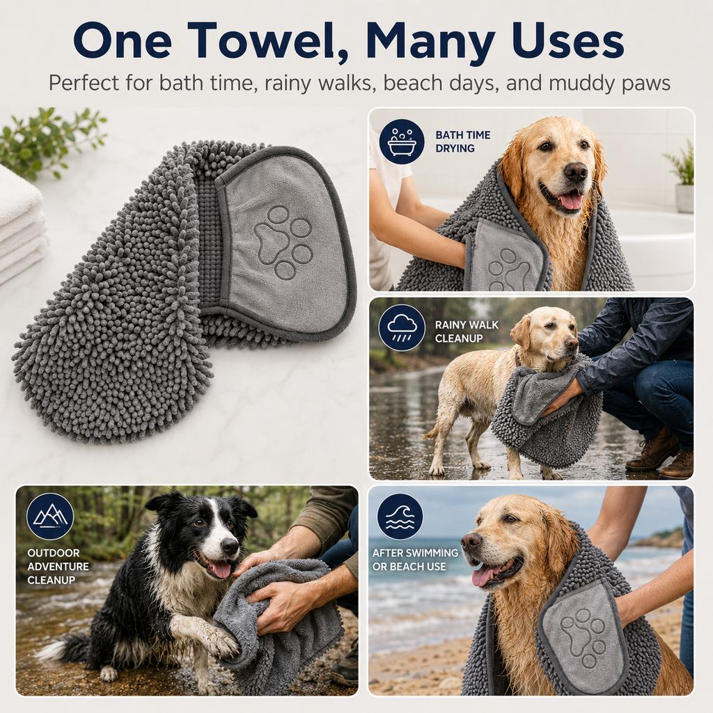 Quick-Drying Pet Towel for Bath Time & Rainy Walks
