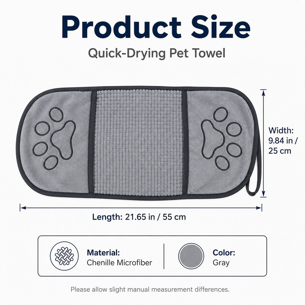 Quick-Drying Pet Towel for Bath Time & Rainy Walks