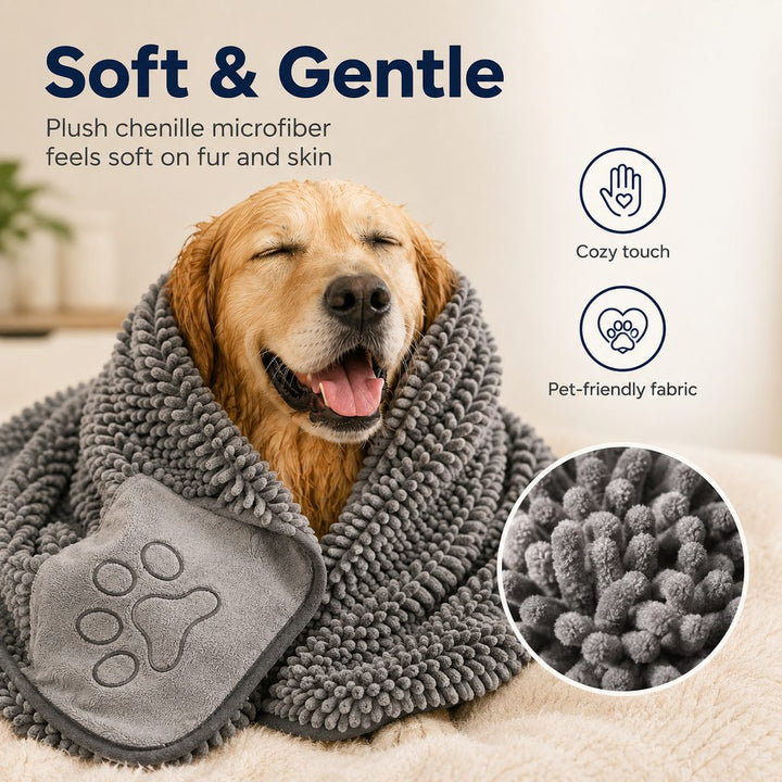 Quick-Drying Pet Towel for Bath Time & Rainy Walks