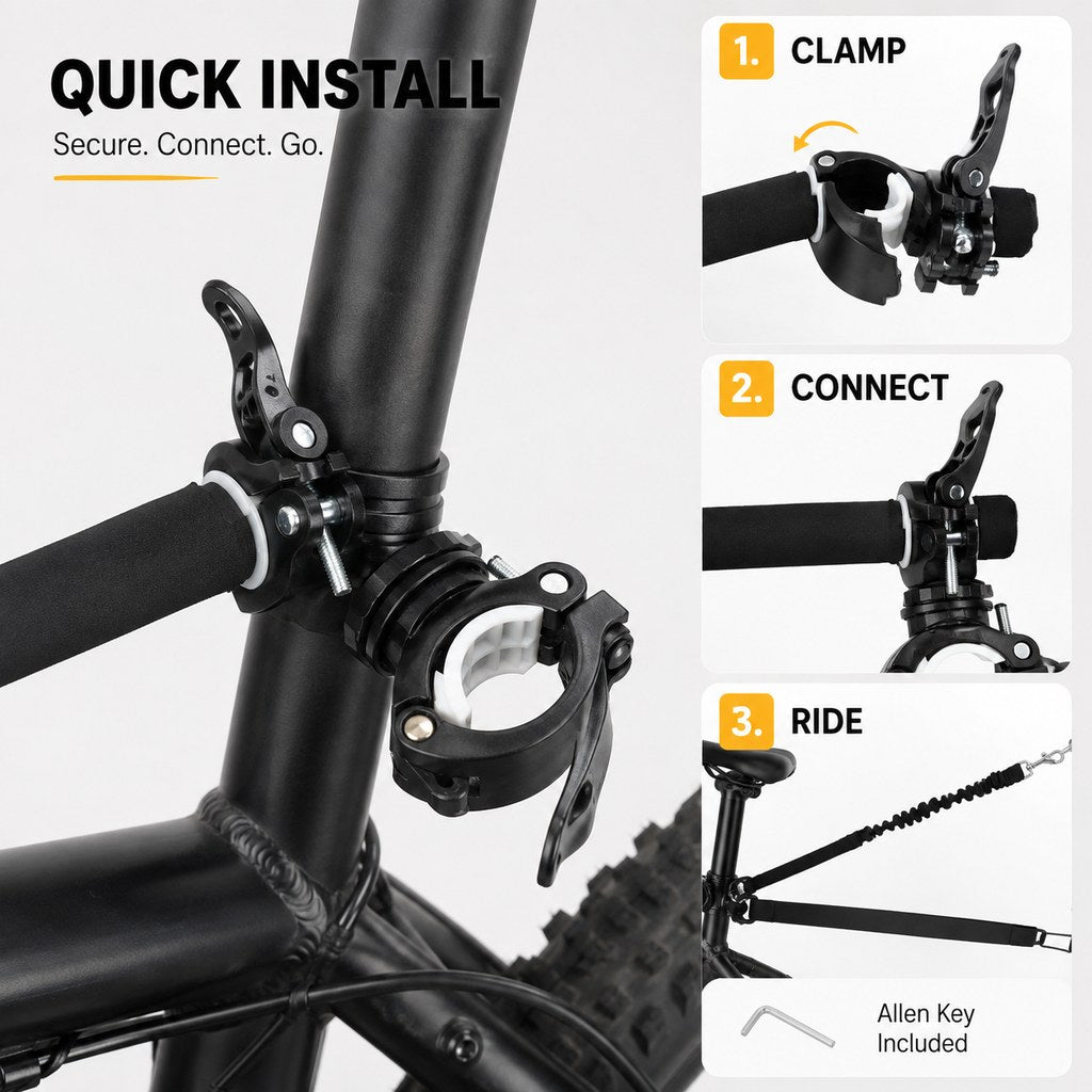 Hands-Free Dog Bike Leash with Shock-Absorbing Bungee