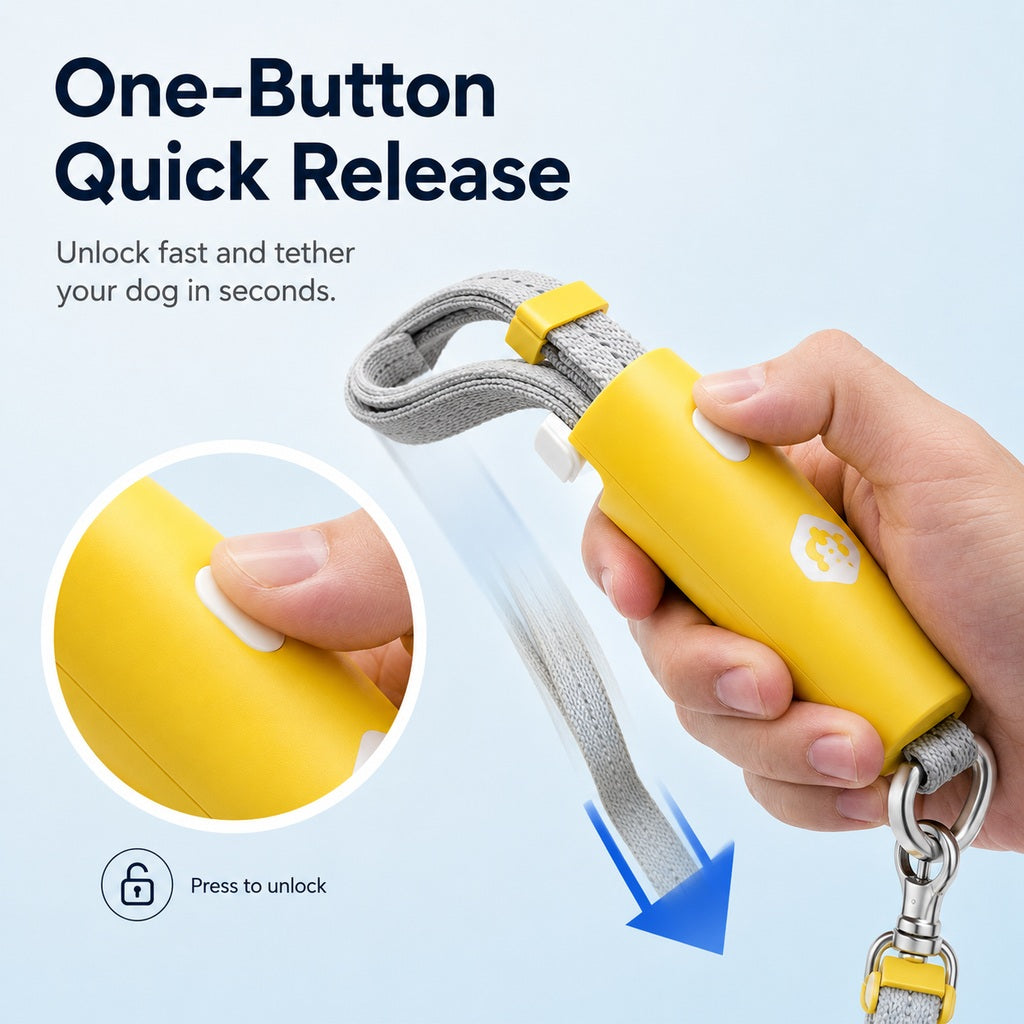 Quick-Tether Dog Leash for Cafes, Patios & Parks | Keep Your Dog Close Hands-Free
