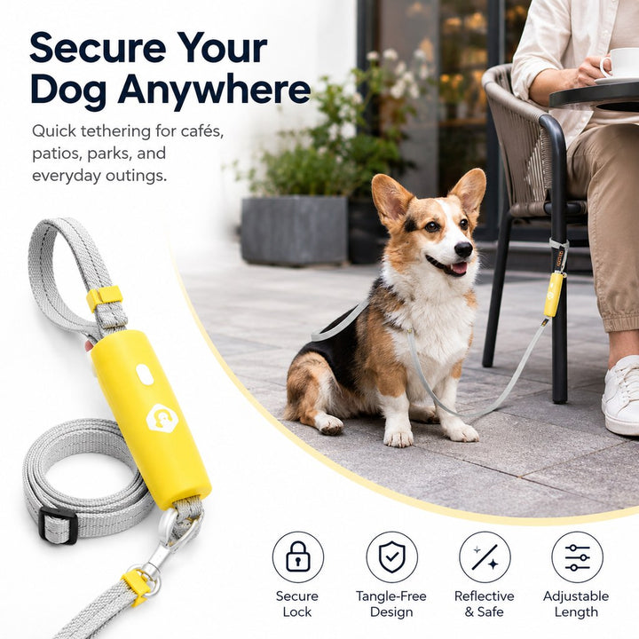 Quick-Tether Dog Leash for Cafes, Patios & Parks | Keep Your Dog Close Hands-Free