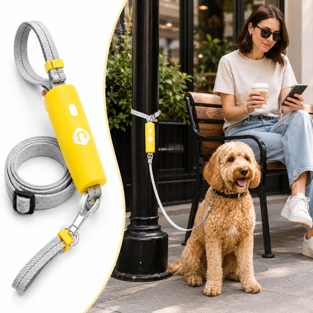 Quick-Tether Dog Leash for Cafes, Patios & Parks | Keep Your Dog Close Hands-Free