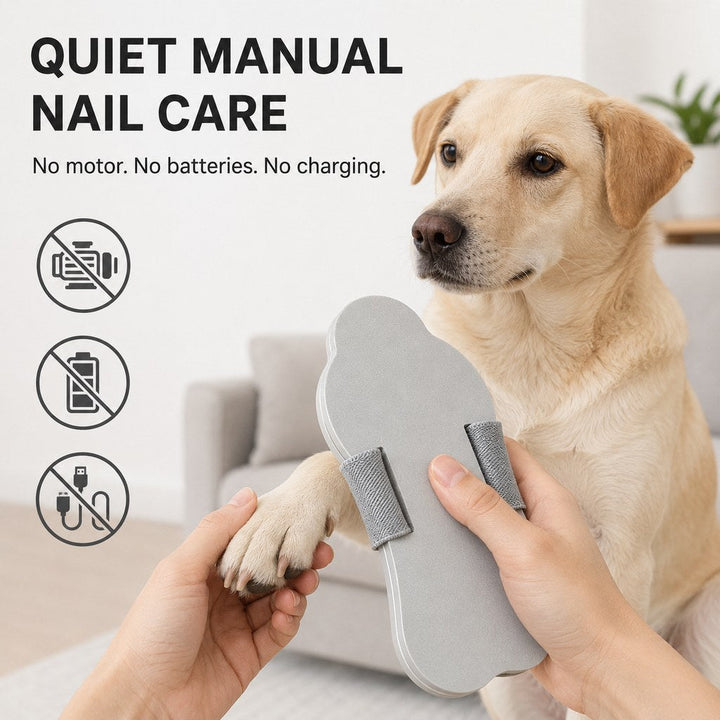 Quiet Handheld Pet Nail File Board for At-Home Dog & Cat Nail Care | Blade-Free, No Charging