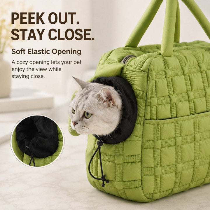 Quilted Pet Carrier Tote for Cats & Small Dogs