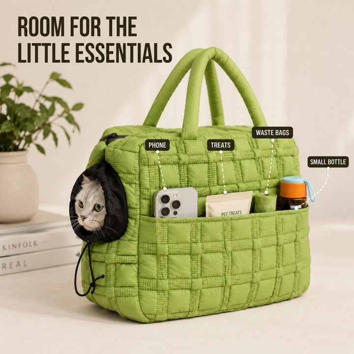 Quilted Pet Carrier Tote for Cats & Small Dogs