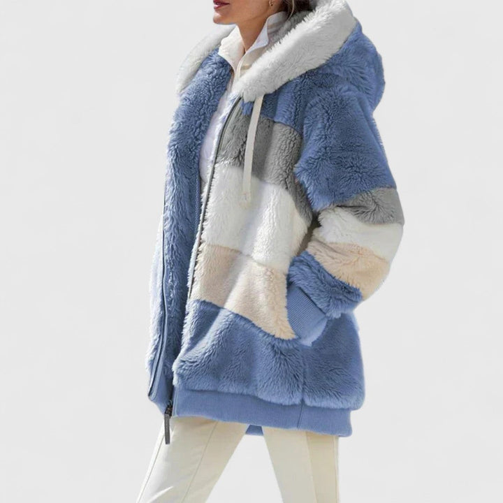 Women's Hooded Ribbed Cardigan in Blue