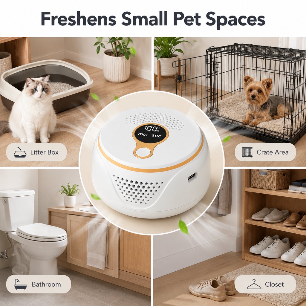 Rechargeable Ozone Pet Odor Deodorizer for Litter Box & Empty Crate Areas