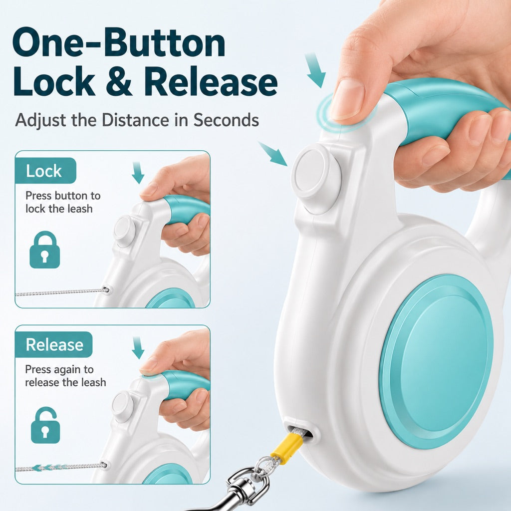 Rechargeable Light-Up Retractable Dog Leash for Night Walks