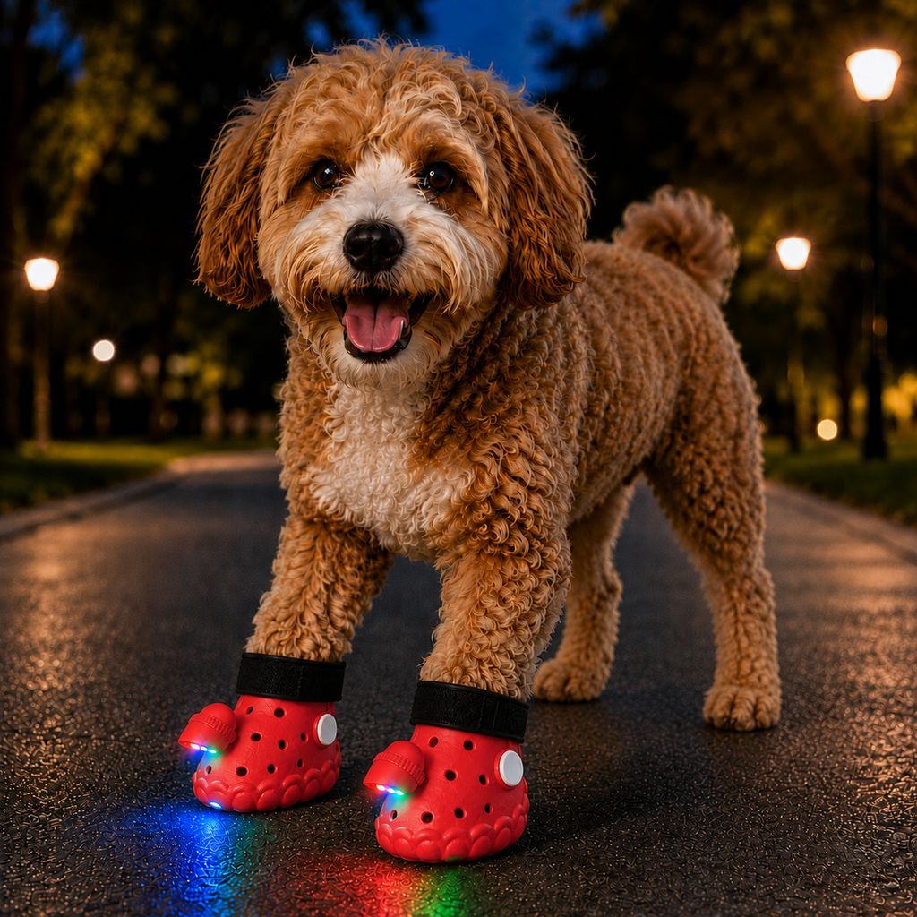 Step-Activated RGB Light-Up Dog Boots for Night Walks